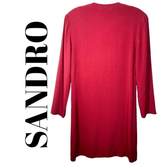 SANDRO PARIS Leila Bordeaux Long Sleeve Mini Sheath Dress, Size 1 (Small) - Picture 4 of 9